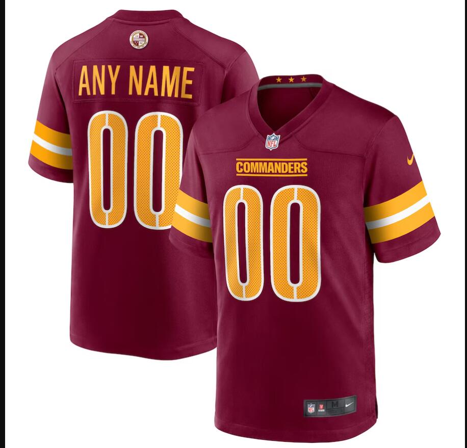 Men 2024 Washington Commanders Nike Game Custom Player Burgundy Jersey->customized nfl jersey->Custom Jersey